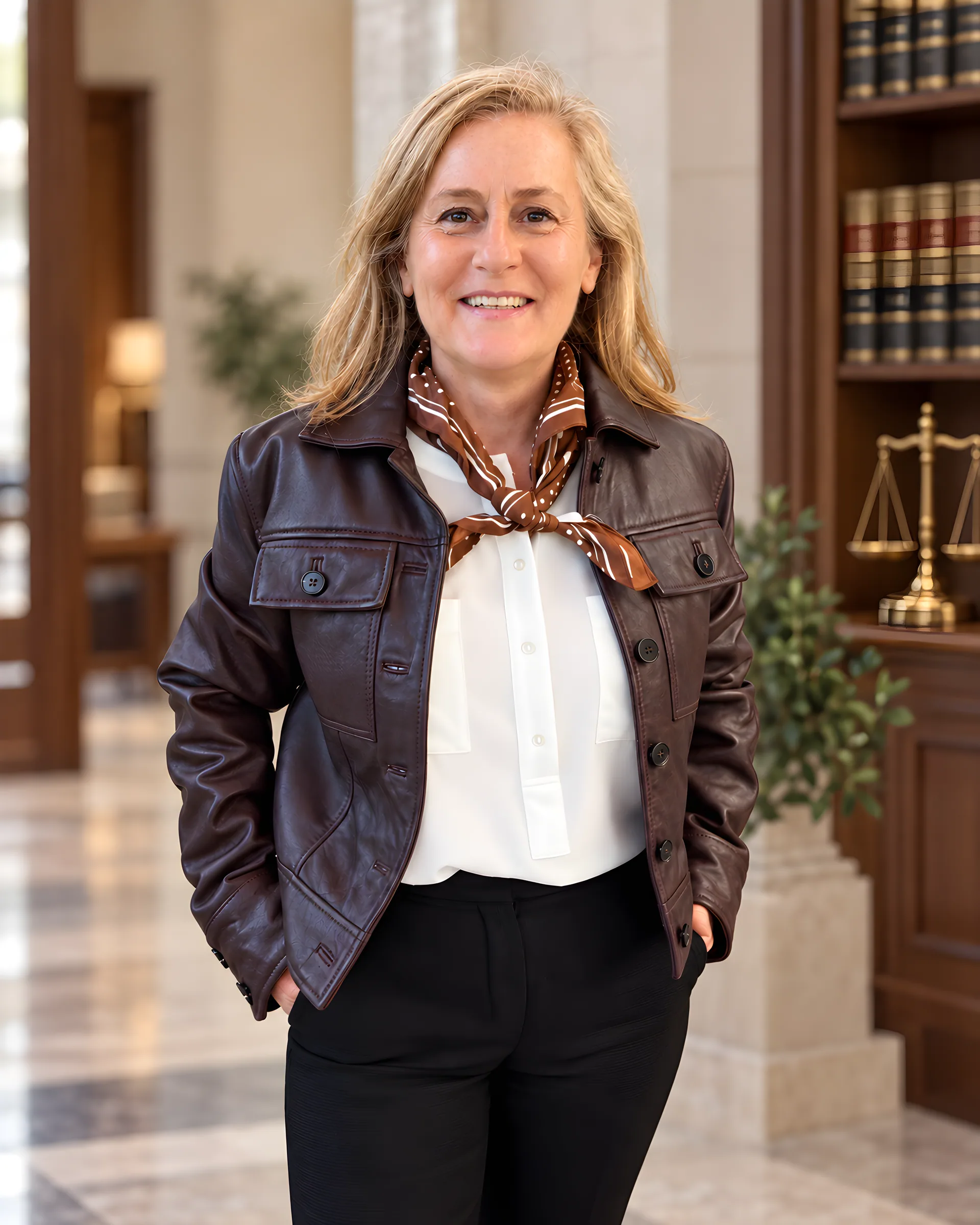 Esther Núñez Miranda en retrato profesional en entorno interior de carácter jurídico.